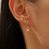 Wholesale Sports Style Asymmetric Star And Moon Zircon Earrings Threepiece Set Copper 14K Gold Ear Needle Electroplated