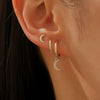 Wholesale Sports Style Asymmetric Star And Moon Zircon Earrings Threepiece Set Copper 14K Gold Ear Needle Electroplated