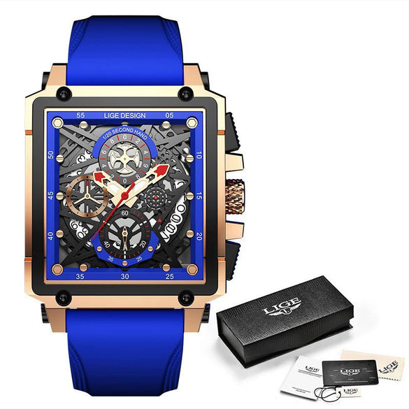 Wholesale Sports Watch Alloy Plastic Square Hollow Quartz Men's Business Style
