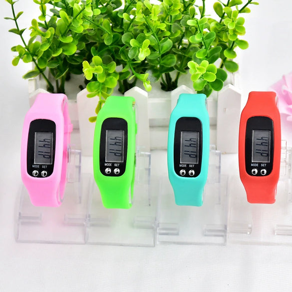 Wholesale Sports Watch Silicone Strap Plastic Case And Mirror Rectangular Dial Multi Function Pedometer Led Display