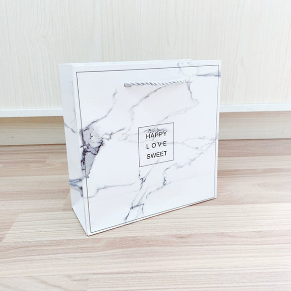 Wholesale Spot Creative Ins Style White Marble Gift Paper Bag With Offset Printing Square Bottom
