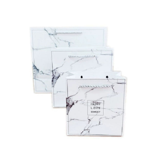 Wholesale Spot Creative Ins Style White Marble Gift Paper Bag With Offset Printing Square Bottom