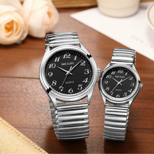 Wholesale Spring Watch Elastic Band Strong Luminous Couple Watch Alloy Case Round Dial Leisure Style