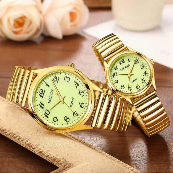 Wholesale Spring Watch Elastic Band Strong Luminous Couple Watch Alloy Case Round Dial Leisure Style