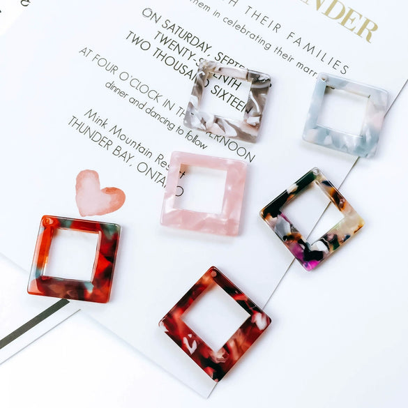 Wholesale Square Acrylic And Resin Earrings Pendant Jewelry Accessories With Dripping Glue Treatment