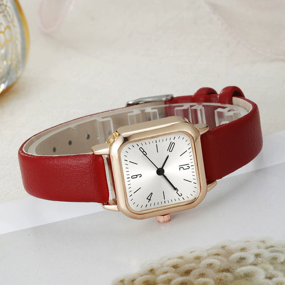 Wholesale Square Alloy Case Imitation Leather Strap Quartz Watch For Women Fashion And Simple Design