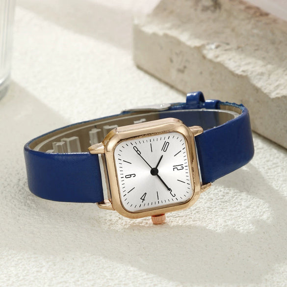 Wholesale Square Alloy Case Imitation Leather Strap Quartz Watch For Women Fashion And Simple Design