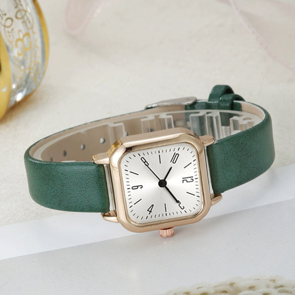 Wholesale Square Alloy Case Imitation Leather Strap Quartz Watch For Women Fashion And Simple Design