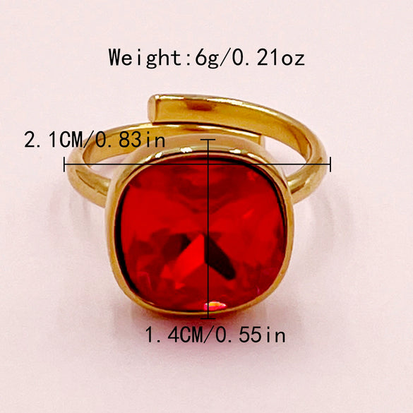 Wholesale Square And Heart Shape Zircon Inlaid Stainless Steel Electroplating Ring For Female