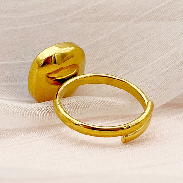 Wholesale Square And Heart Shape Zircon Inlaid Stainless Steel Electroplating Ring For Female
