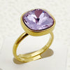 Wholesale Square And Heart Shape Zircon Inlaid Stainless Steel Electroplating Ring For Female