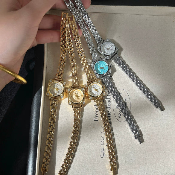 Wholesale Square And Round Diamondencrusted Quartz Bracelet Watch For Women Made Of Alloy Stainless Steel And Metal