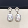 Wholesale Square Baroque Natural Freshwater Pearl Earrings For Women Alloy Inlaid With Gemstones