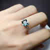 Wholesale Square Diamond Ring Copper Electroplated Sapphire Moissanite Four Claw Engagement Ring For Women