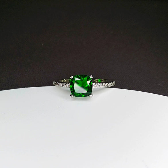 Wholesale Square Diamond Ring Copper Electroplated Sapphire Moissanite Four Claw Engagement Ring For Women