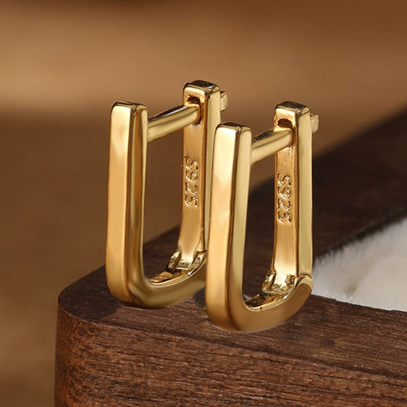 Wholesale Square Ear Buckle Earrings S925 Sterling Silver Electroplated For Women Fashion Geometric Design