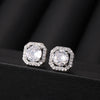 Wholesale Square Earrings Copper Inlaid Zircon Geometric Allmatching Women's