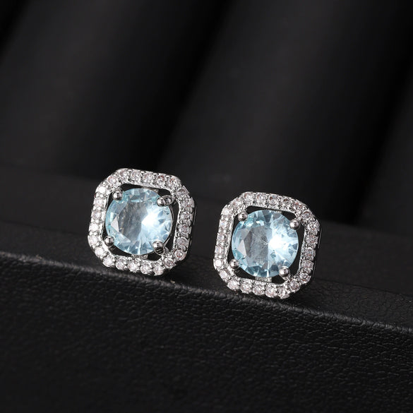 Wholesale Square Earrings Copper Inlaid Zircon Geometric Allmatching Women's