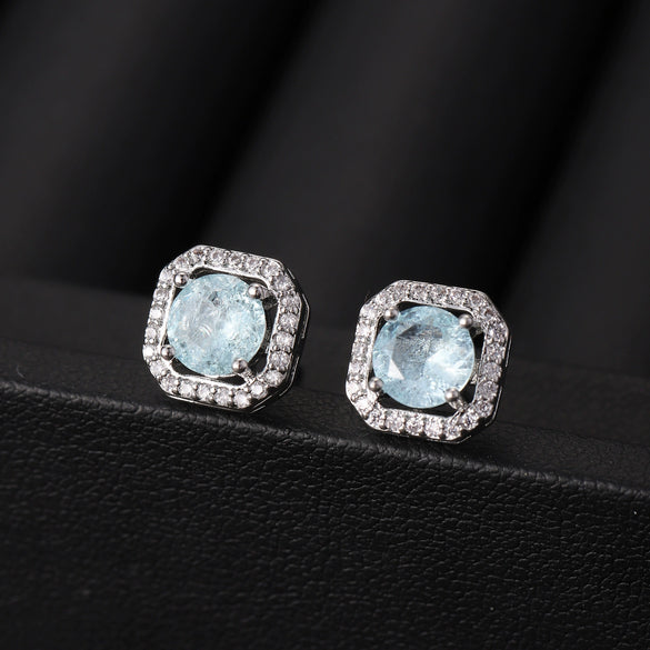 Wholesale Square Earrings Copper Inlaid Zircon Geometric Allmatching Women's