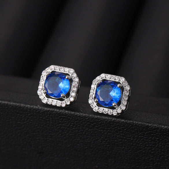 Wholesale Square Earrings Copper Inlaid Zircon Geometric Allmatching Women's