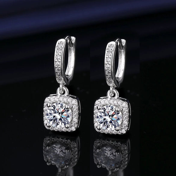 Wholesale Square Earrings For Women Copper Inlaid Zircon Geometric Style