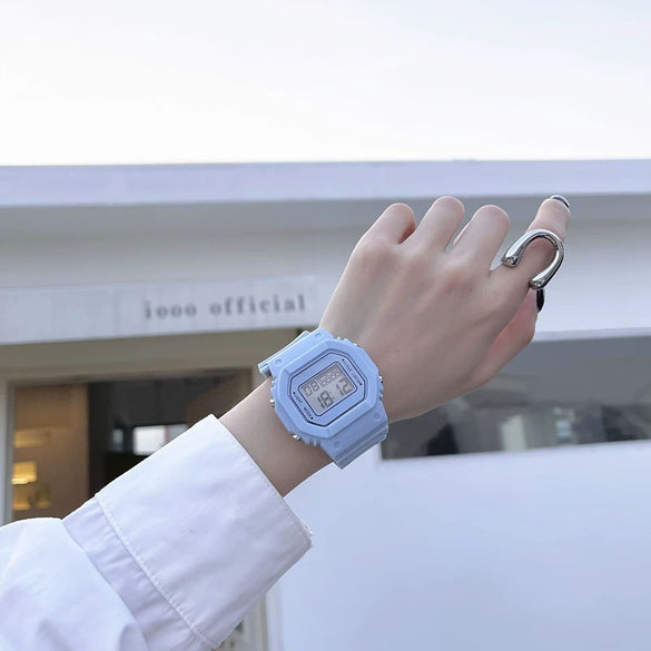 Wholesale Square Electronic Watch Plastic Mirror Silicone Strap Plastic Case Leisure Style For Female Students