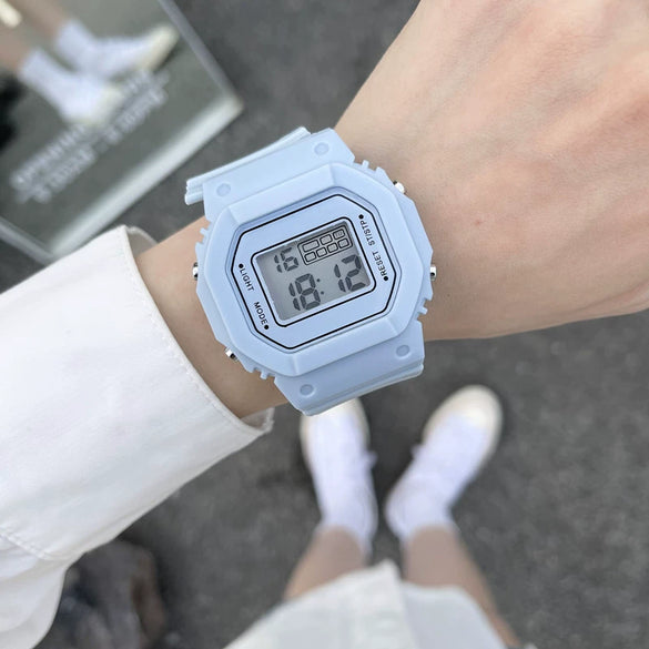 Wholesale Square Electronic Watch Plastic Mirror Silicone Strap Plastic Case Leisure Style For Female Students