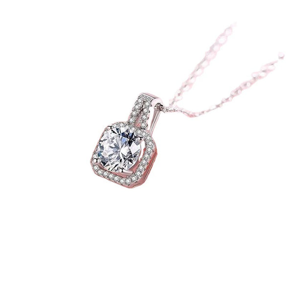 Wholesale Square Four Claw Full Diamond Drop Shape Copper Water Wave Chain Women's Fashion Clavicle Chain Necklace Jewelry