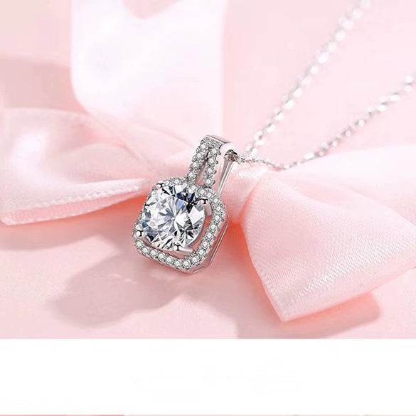 Wholesale Square Four Claw Full Diamond Drop Shape Copper Water Wave Chain Women's Fashion Clavicle Chain Necklace Jewelry