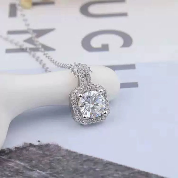 Wholesale Square Four Claw Full Diamond Drop Shape Copper Water Wave Chain Women's Fashion Clavicle Chain Necklace Jewelry