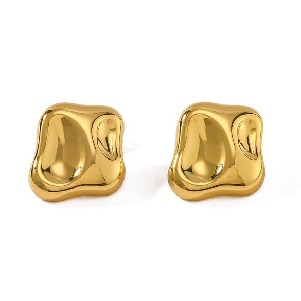Wholesale Square Irregular Stainless Steel Earrings With Real Gold Plated Rhombus And Geometric Design