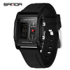 Wholesale Square Multifunction Dual Display Electronic Watch For Men Light Luxury Style Silicone Band Waterproof Alloy Case Mineral Tempered Mirror