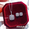 Wholesale Square Pendant Necklace For Women Copper Mixed Gem Inlay Geometric Style Inlaid Zircon Box Chain