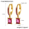 Wholesale Square Pendant Zircon Earrings Stainless Steel Light Luxury Geometric 18K Gold Plated