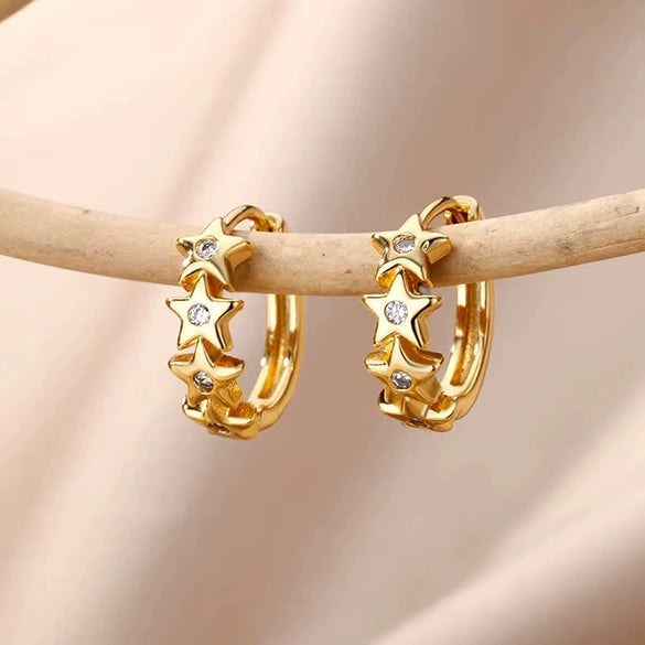 Wholesale Square Pleated Geometric Earrings Copper Gold Plated Inlaid With Artificial Gemstones Semiprecious Stones Electroplated Sweet Cool Style