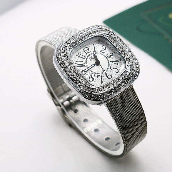 Wholesale Square Quartz Watch With Alloy Case Stainless Steel Strap And Diamondembedded Fashion Leisure Style