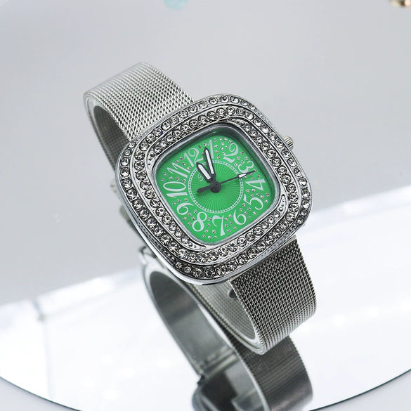 Wholesale Square Quartz Watch With Alloy Case Stainless Steel Strap And Diamondembedded Fashion Leisure Style