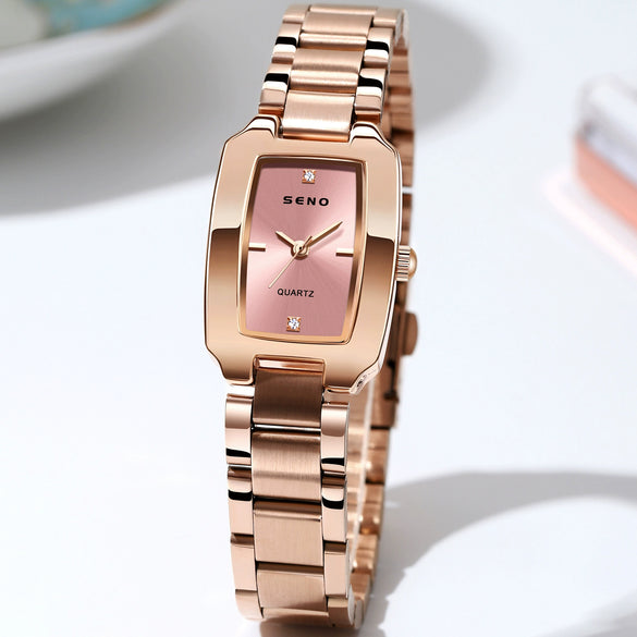 Wholesale Square Rectangle Fashion Waterproof Quartz Women Watch Made Of Alloy And Mineral Strengthened Glass Mirror