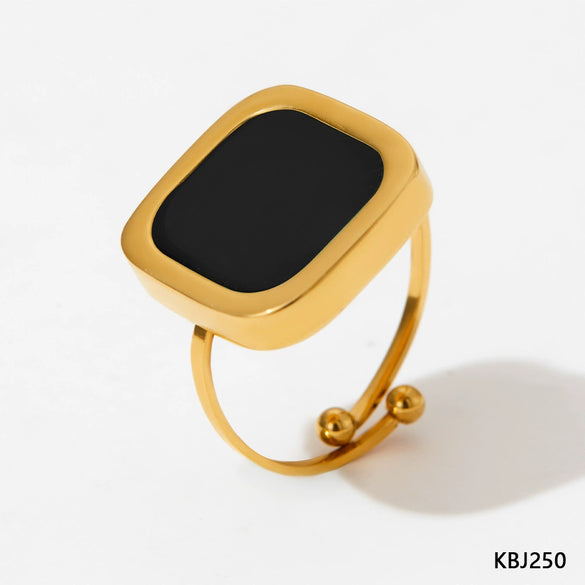 Wholesale Square Retro Open Ring For Women Fashion Ol Style Stainless Steel Electroplated