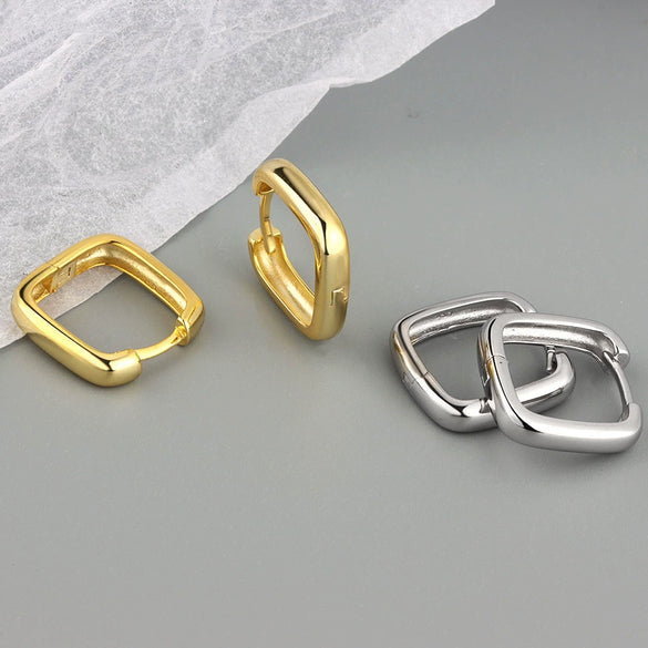 Wholesale Square S925 Sterling Silver Geometric Electroplated Earrings For Women