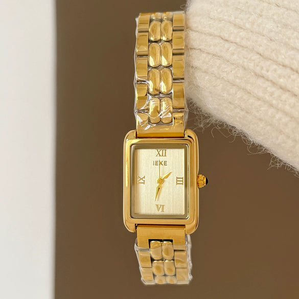 Wholesale Square Scale Gold Steel Band Quartz Watch For Women Retro High End Casual Style