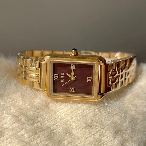Wholesale Square Scale Gold Steel Band Quartz Watch For Women Retro High End Casual Style