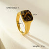 Wholesale Square Stainless Steel Inlaid Natural Stone Electroplated Fashion Women's Ring