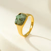 Wholesale Square Stainless Steel Inlaid Natural Stone Electroplated Fashion Women's Ring