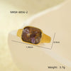 Wholesale Square Stainless Steel Inlaid Natural Stone Electroplated Fashion Women's Ring
