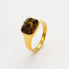 Wholesale Square Stainless Steel Inlaid Natural Stone Electroplated Fashion Women's Ring