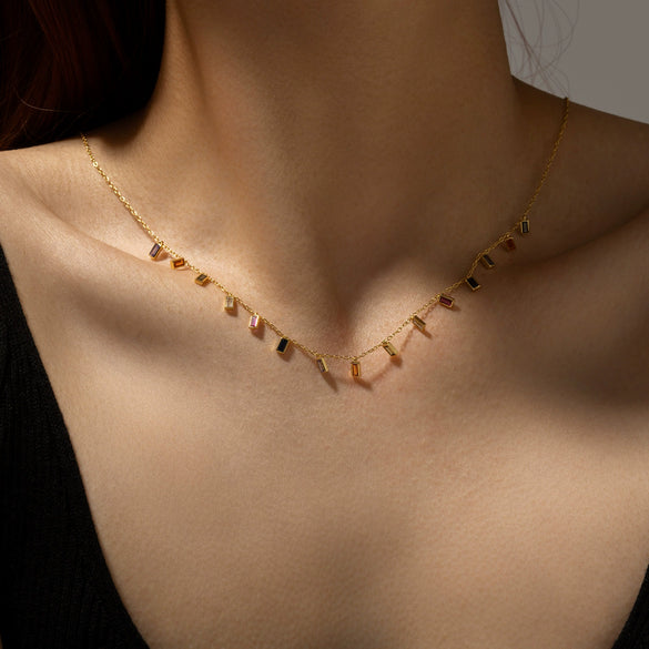 Wholesale Square Zircon Decorative Chain Electroplated 925 Silver Clavicle Chain For Women With French Retro Niche Design Light Luxury High End Style