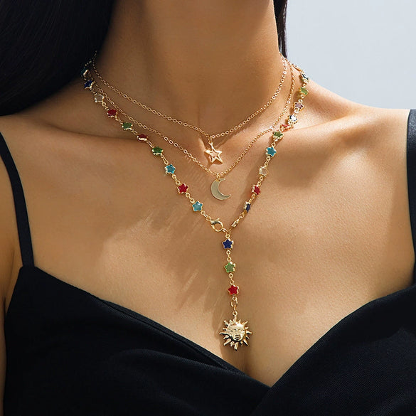 Wholesale Stackable Clavicle Necklace With Flowershaped Diamondencrusted Cross Pendant Electroplated Alloy And Zinc Alloy For Women