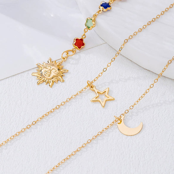 Wholesale Stackable Clavicle Necklace With Flowershaped Diamondencrusted Cross Pendant Electroplated Alloy And Zinc Alloy For Women