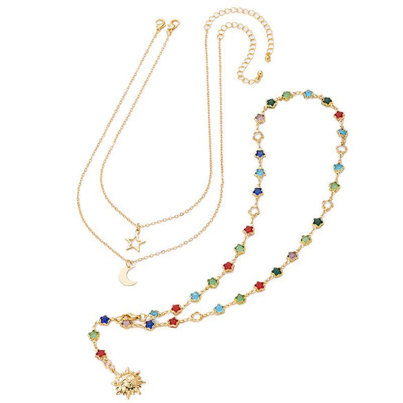 Wholesale Stackable Clavicle Necklace With Flowershaped Diamondencrusted Cross Pendant Electroplated Alloy And Zinc Alloy For Women